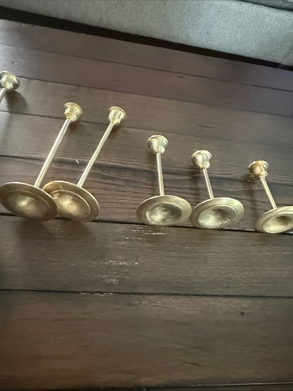Vintage Brass Candlesticks Set of 6 Lot Antique Style Candle Holders Home Decor